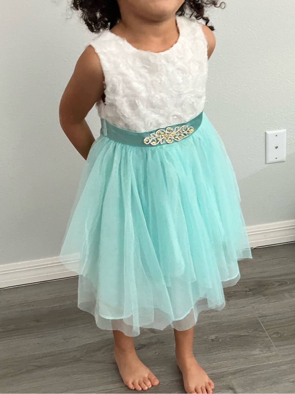 RARE EDITIONS girls' formal dress in a mint green color | 3T